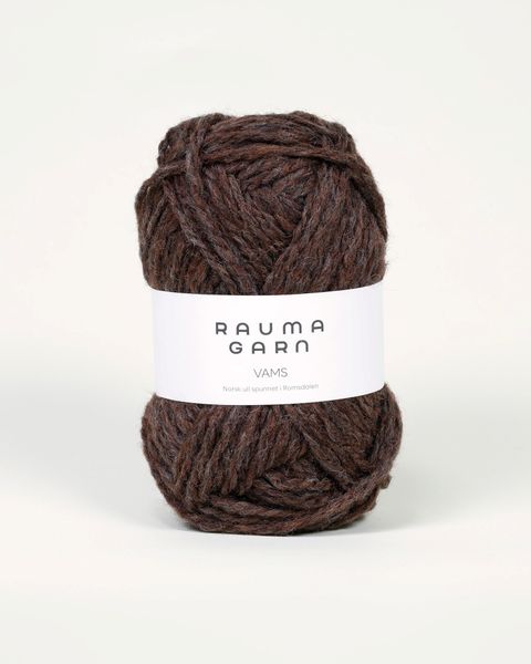 V64 M&oslash;rk Brun Melert - Rauma Garn, Vams Pt3