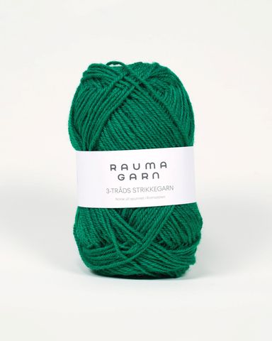 Hovedbilde 130 M&oslash;rk Gr&oslash;nn - Rauma Garn, 3-tr&aring;ds Strikkegarn